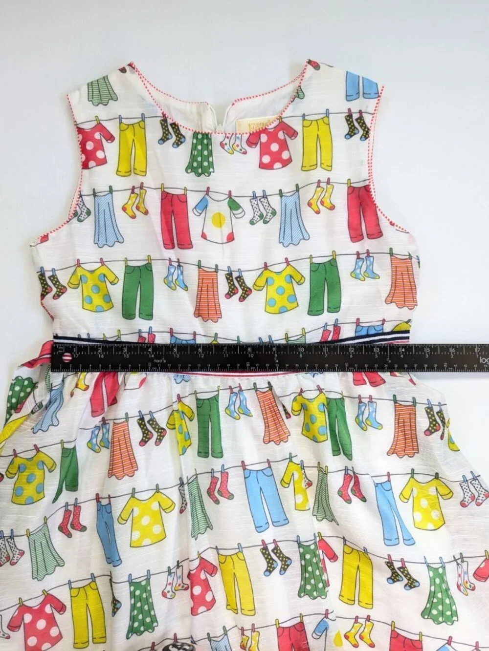 Girls Sundress Novelty Clothesline Print Size 160cm 10-12 yrs Whimsical Retro